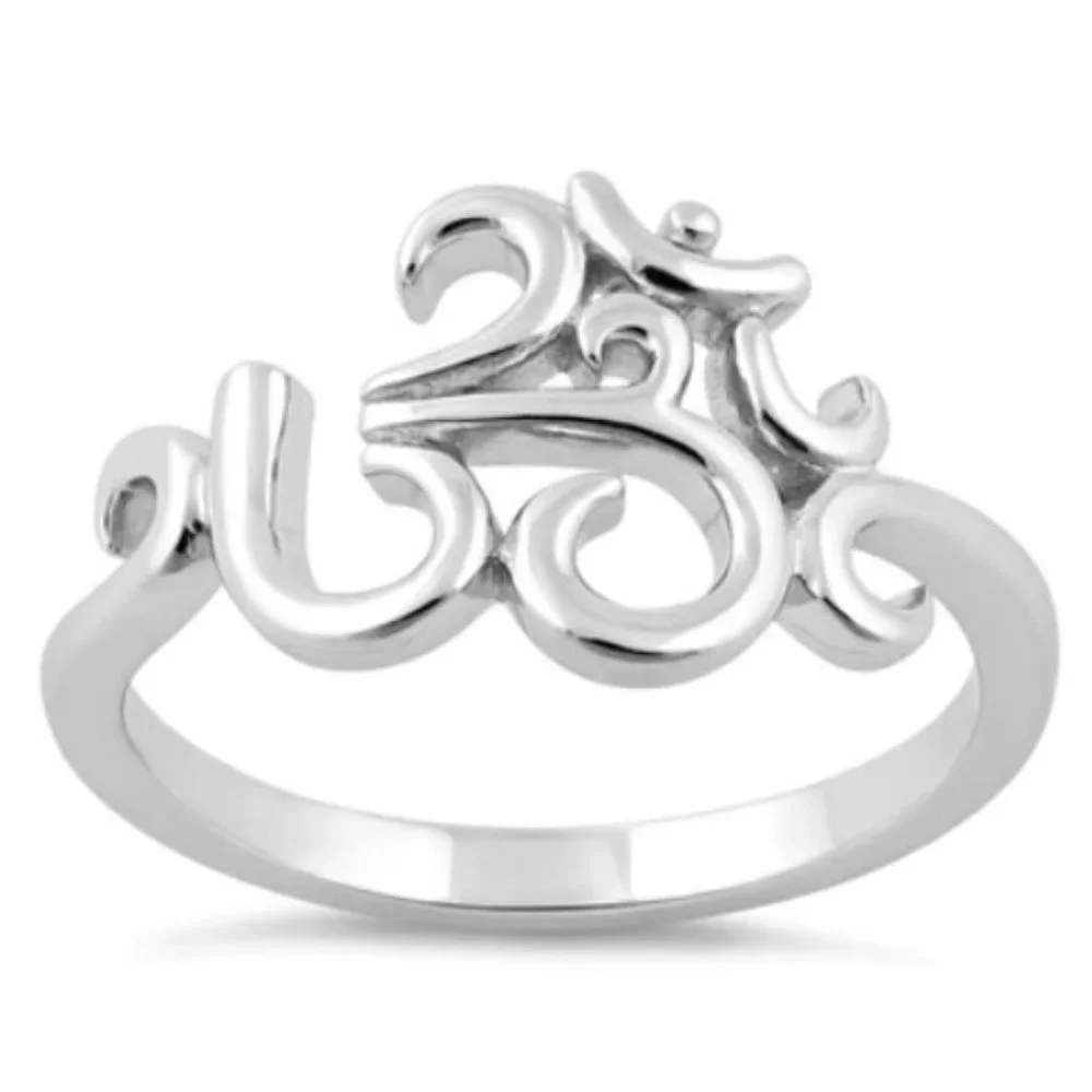 925 STERLING SILVER Om Symbol Ring - Picture 15 of 16